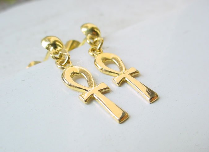 Personalized ankh Earrings 18k gold