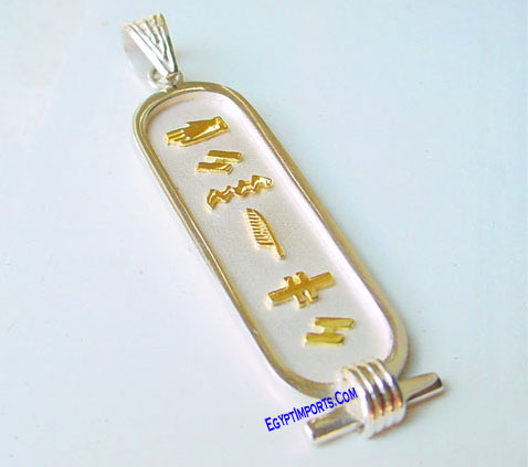 customized Egyptian Cartouche hieroglyphcs pendants Gold